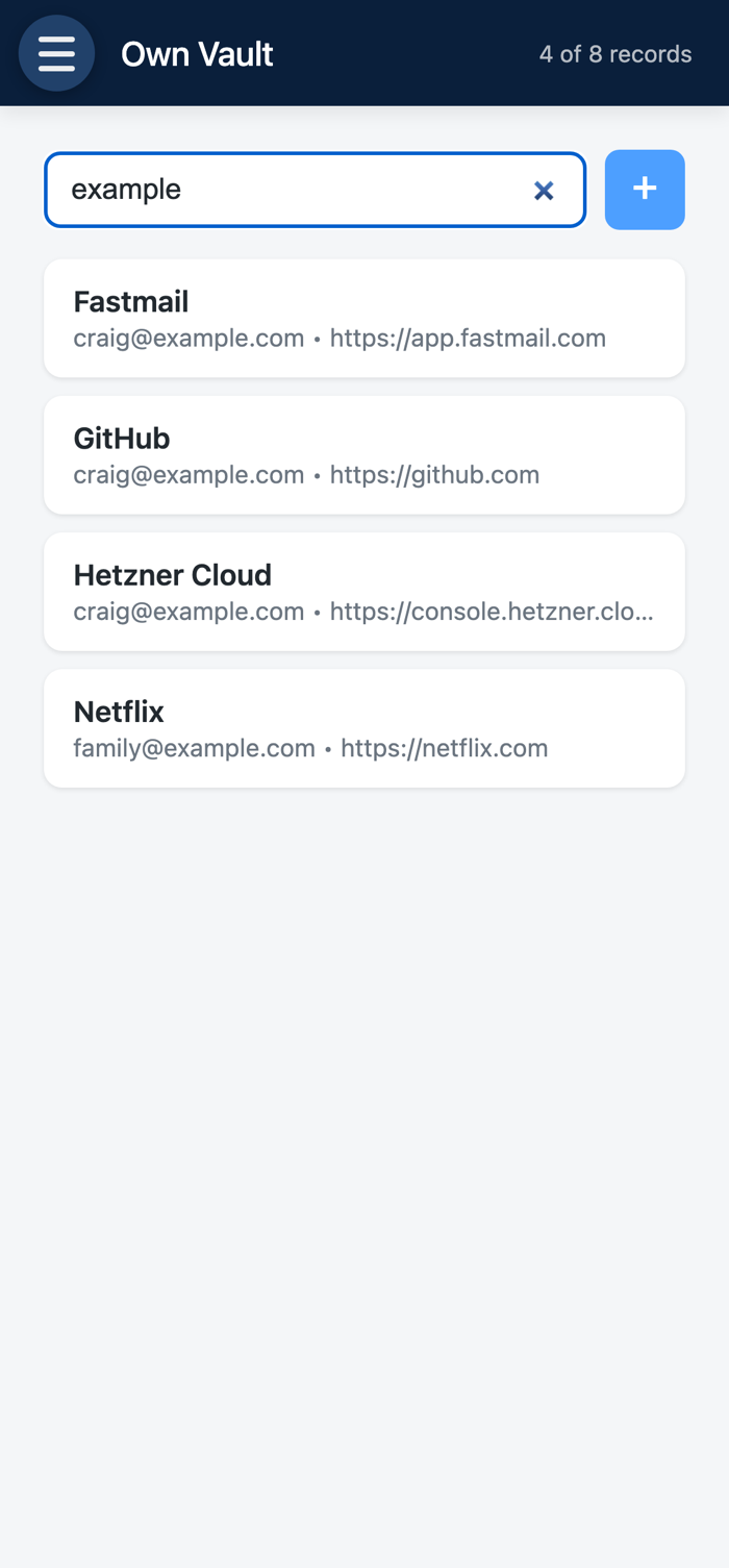 The list narrowed to four entries after typing a search term that matches their usernames.